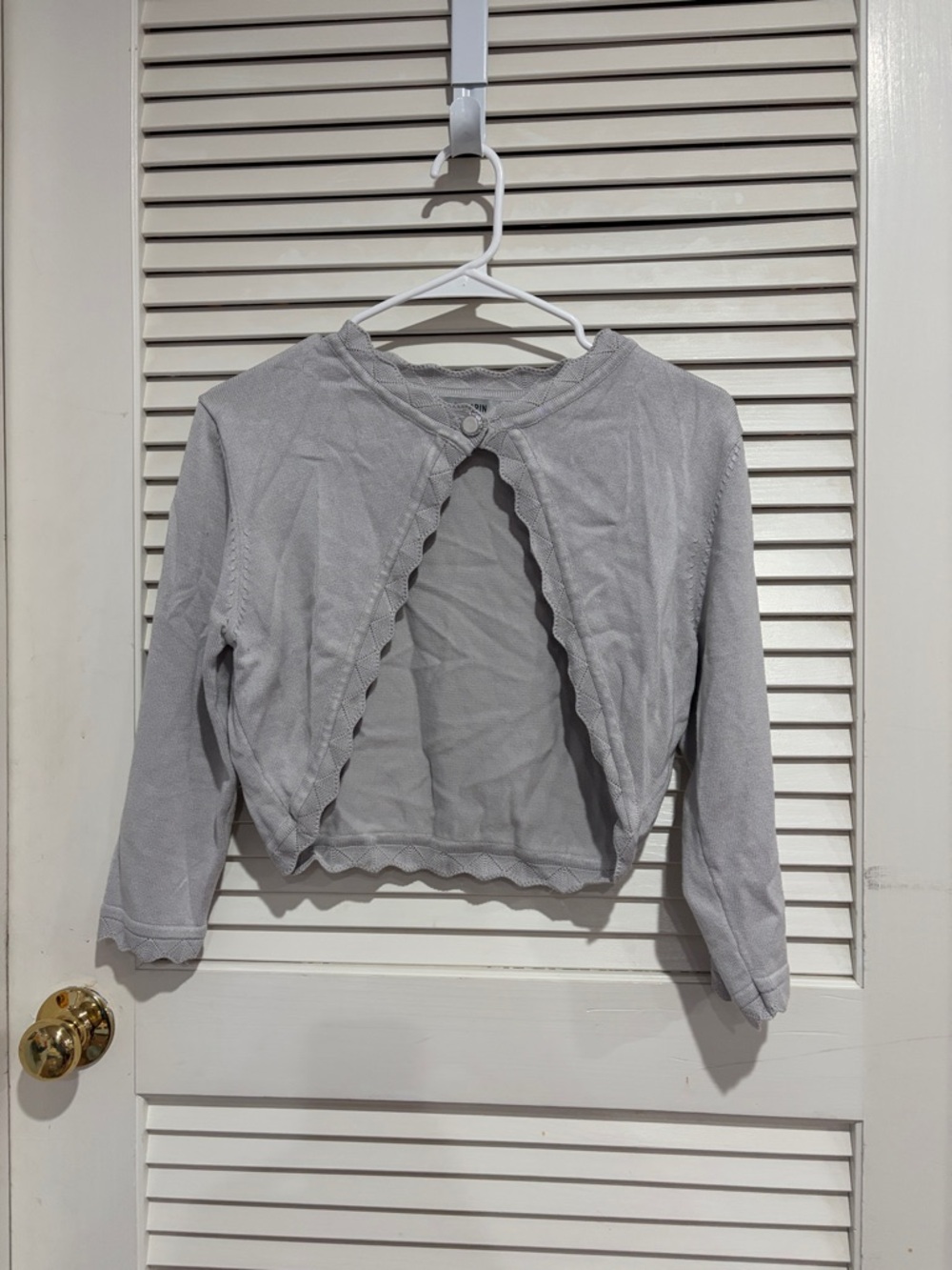 Grace Karin Light Gray Scalloped Cropped Cardigan Shrug